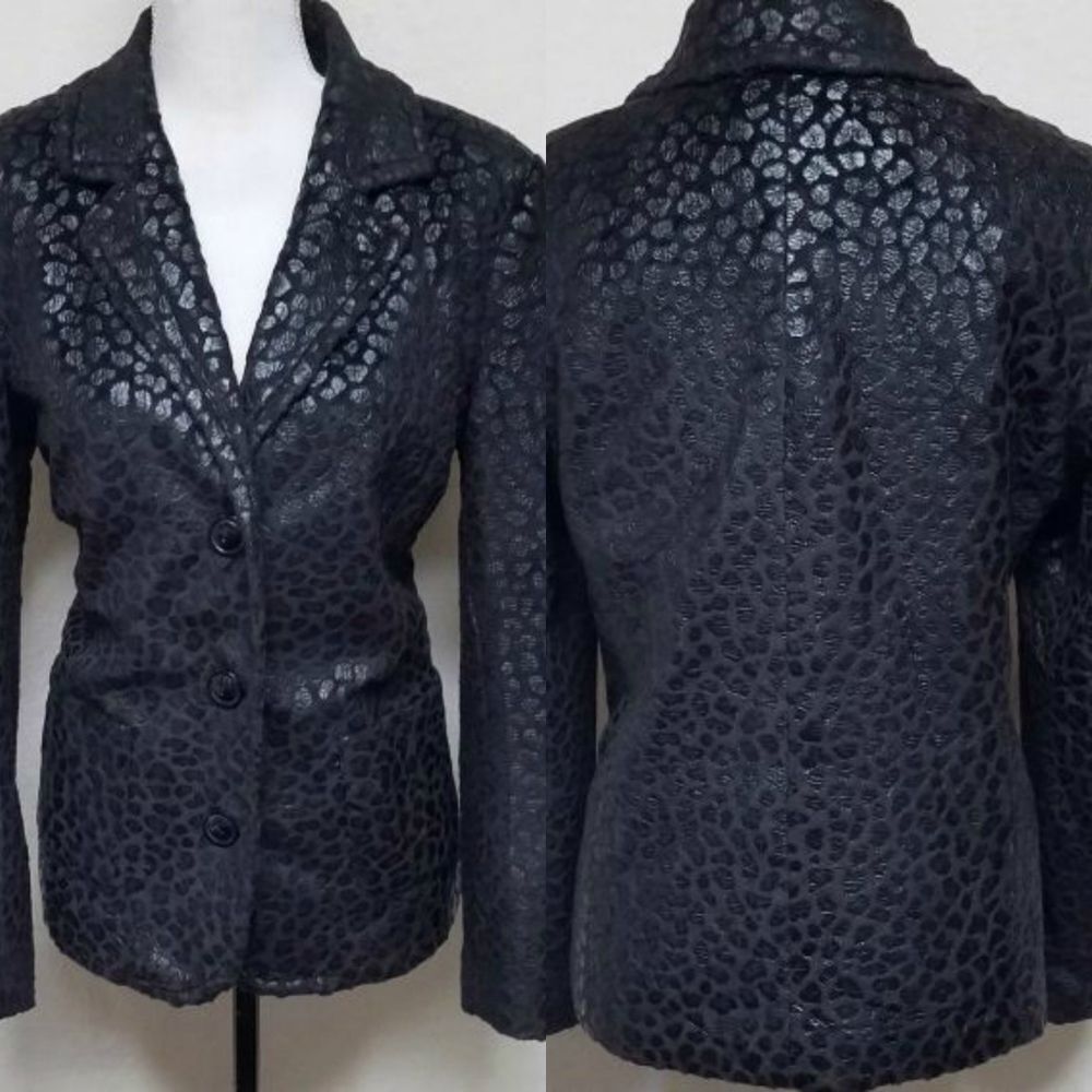 VINTAGE 90s Erin London Black Vegan Leather Jacket